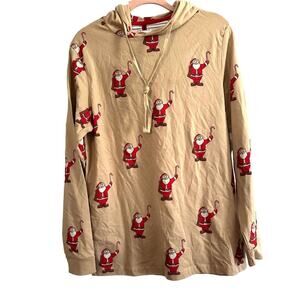 Denim & Flower Santa Clause Candy Cane Hoodie Hooded Shirt - Sz Medium - NWT
